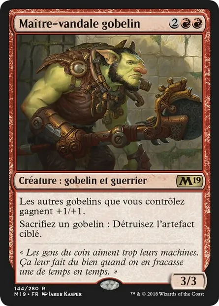Maître-vandale gobelin, carte Magic M19 144 — extension Core Set 2019