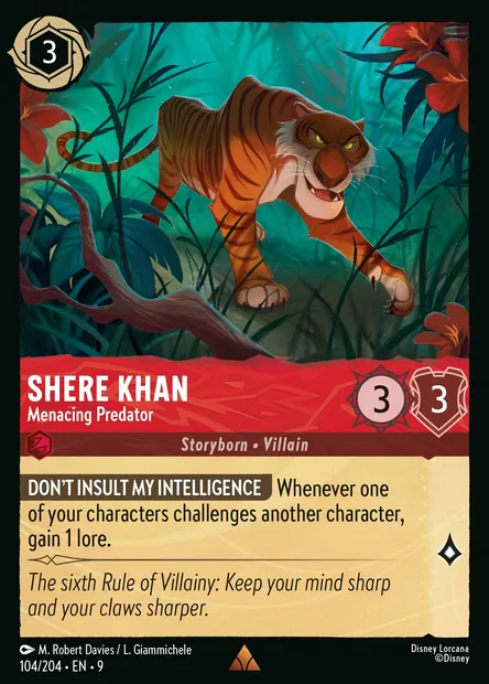 Shere Khan - Menacing Predator, Disney Lorcana card CH9-104 — Fabled set