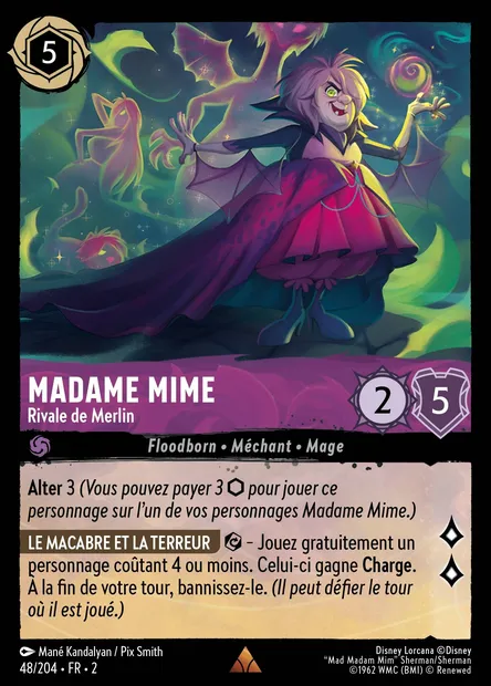 Madame Mime - Rivale de Merlin, carte Disney Lorcana CH2-048 — extension L'Ascension des Floodborn