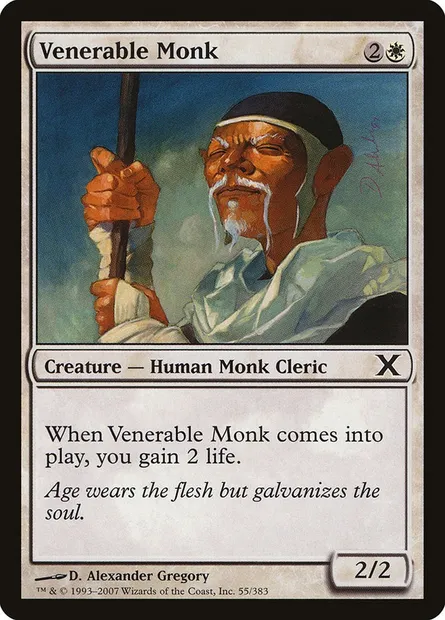 Venerable Monk, Magic card 10E 55 — Tenth Edition set