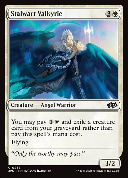 Stalwart Valkyrie, Magic card J25 258 — Foundations Jumpstart set