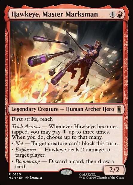 Hawkeye, Master Marksman, Magic card MSH 130 — Marvel Super Heroes set