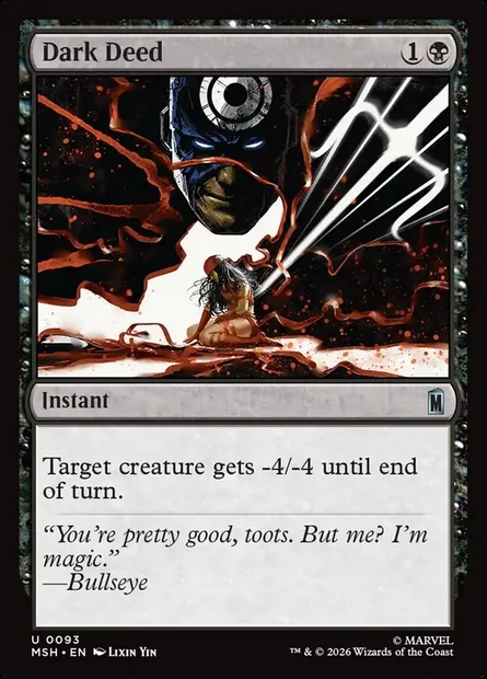 Dark Deed, Magic card MSH 93 — Marvel Super Heroes set