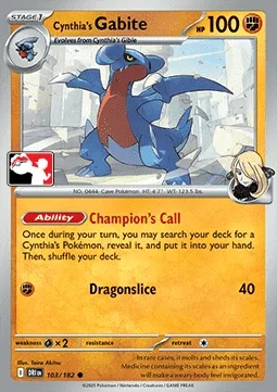 Cynthia's Gabite, Pokémon card PPS 103-4 — Play! Pokémon Prize Pack Series set
