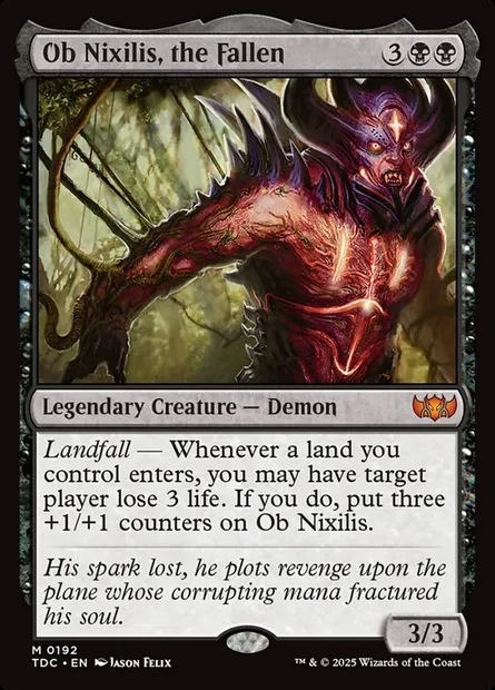 Ob Nixilis, the Fallen, Magic card TDC 192 — Tarkir: Dragonstorm Commander set