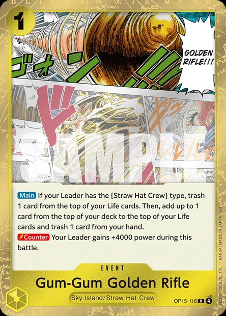 Gum-Gum Golden Rifle, One Piece card OP15-116 — ADVENTURE ON KAMI’S ISLAND set