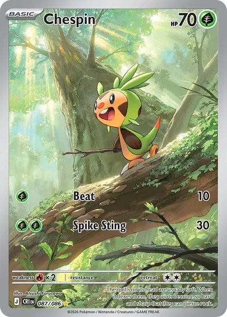 Chespin, Pokémon card CRI 087 — Chaos Rising set