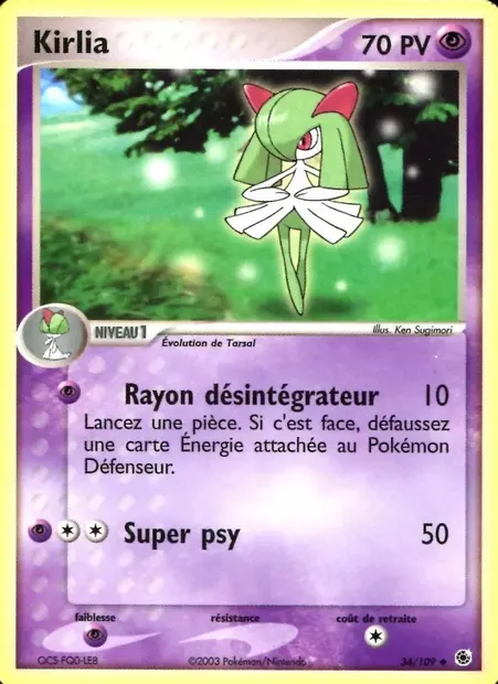 Kirlia, carte Pokémon RS 34 — extension EX Rubis & Saphir