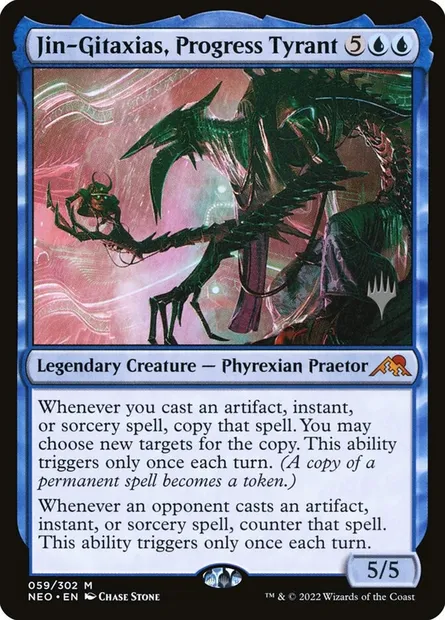 Jin-Gitaxias, Progress Tyrant, Magic card PNEO 59p — Kamigawa: Neon Dynasty Promos set