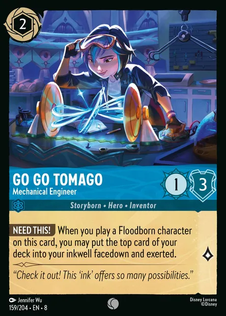 Go Go Tomago - Mechanical Engineer, Disney Lorcana card CH8-159 — The Reign of Jafar set