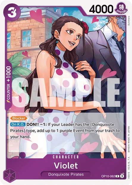 Violet, One Piece card OP10-062 — ROYAL BLOOD set
