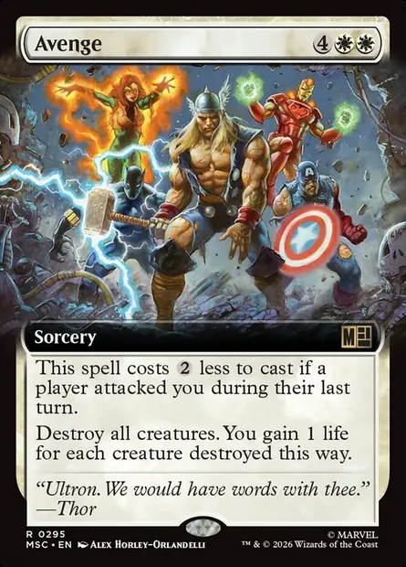 Avenge, Magic card MSC 295 — Marvel Super Heroes Commander set