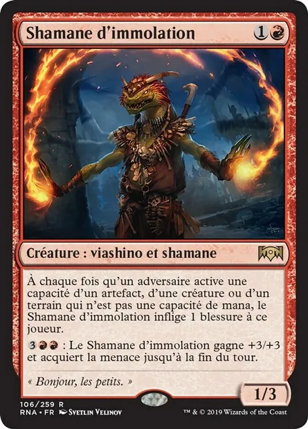 Shamane d'immolation, carte Magic RNA 106 — extension L'allégeance de Ravnica