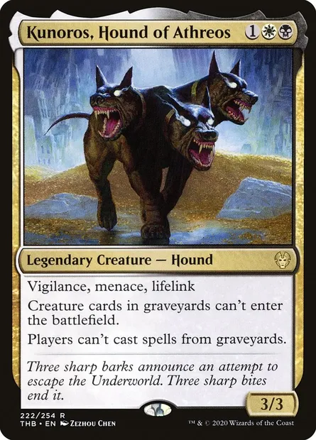 Kunoros, Hound of Athreos, Magic card THB 222 — Theros Beyond Death set