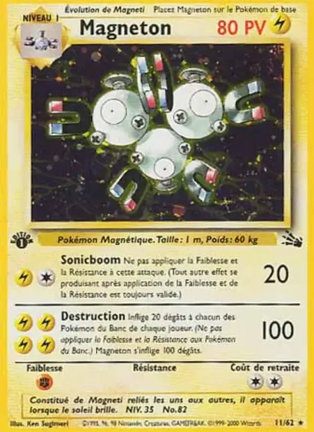 Magnéton, carte Pokémon FO 11 — extension Fossile