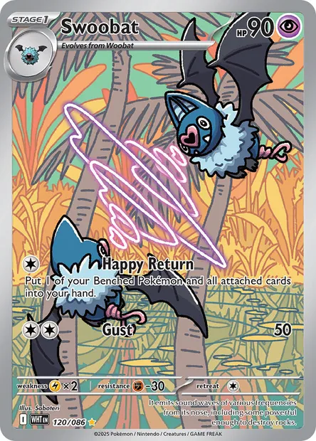 Swoobat, Pokémon card WHT 120 — White Flare set