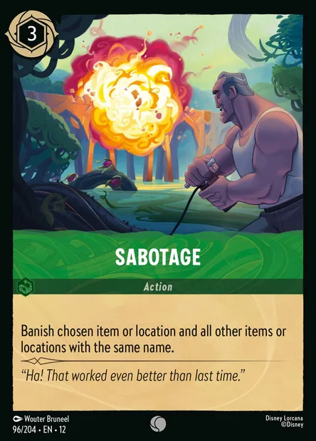 Sabotage, Disney Lorcana card CH12-096 — Wilds Unknown set