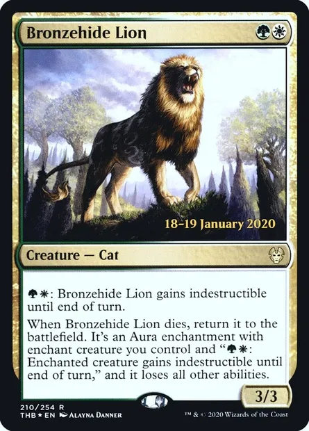 Bronzehide Lion, Magic card PTHB 210s — Theros Beyond Death Promos set