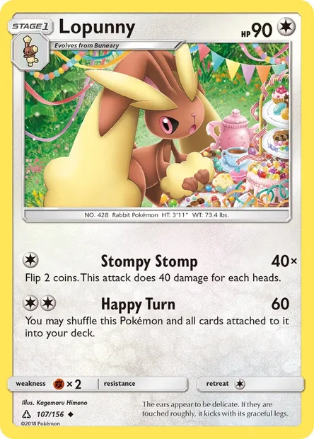 Lopunny, Pokémon card UPR 107 — Ultra Prism set