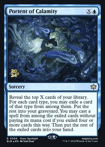 Présage de calamité, carte Magic PBLB 66s — extension Bloomburrow Promos