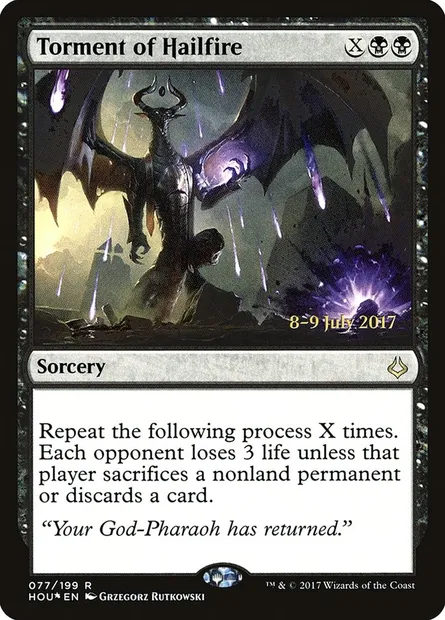 Tourment de grêle de feu, carte Magic PHOU 77s — extension Hour of Devastation Promos