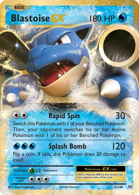 Blastoise EX, Pokémon card EVO 21 — Evolutions set