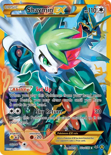 Shaymin EX, Pokémon card ROS 77a — Roaring Skies set
