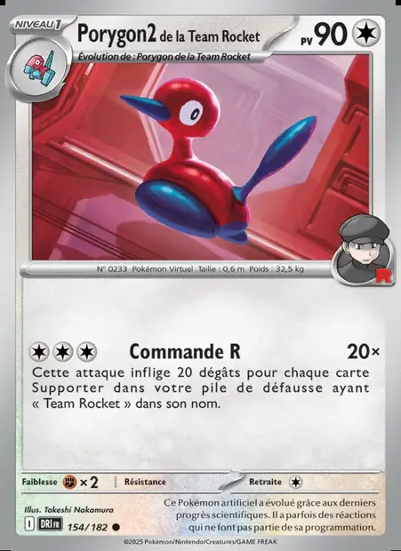 Porygon2 de la Team Rocket, carte Pokémon DRI 154 — extension Rivalités Destinées