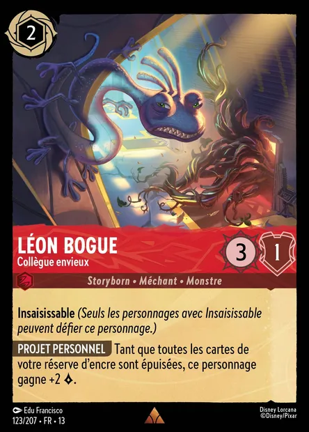 Léon Bogue - Collègue envieux, carte Disney Lorcana CH13-123 — extension Invasion Epineuse!