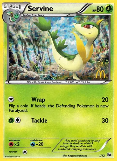 Servine, Pokémon card MCD12 1 — McDonald's Collection 2012 set