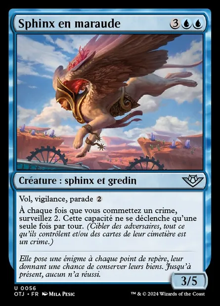 Sphinx en maraude, carte Magic OTJ 56 — extension Outlaws of Thunder Junction