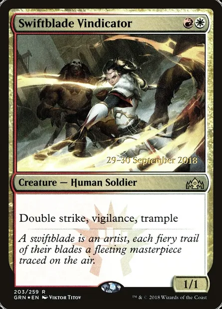 Swiftblade Vindicator, Magic card PGRN 203s — Guilds of Ravnica Promos set
