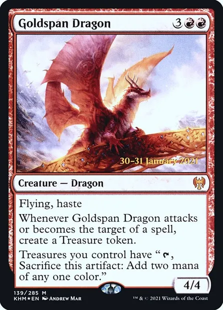 Goldspan Dragon, Magic card PKHM 139s — Kaldheim Promos set