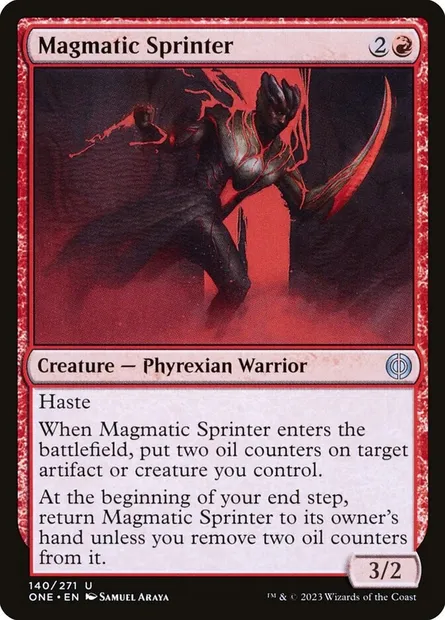 Magmatic Sprinter, Magic card ONE 140 — Phyrexia: All Will Be One set