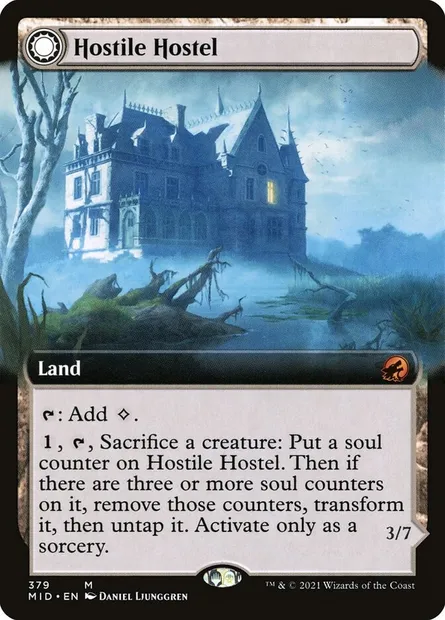 Hostile Hostel // Creeping Inn, Magic card MID 379 — Innistrad: Midnight Hunt set