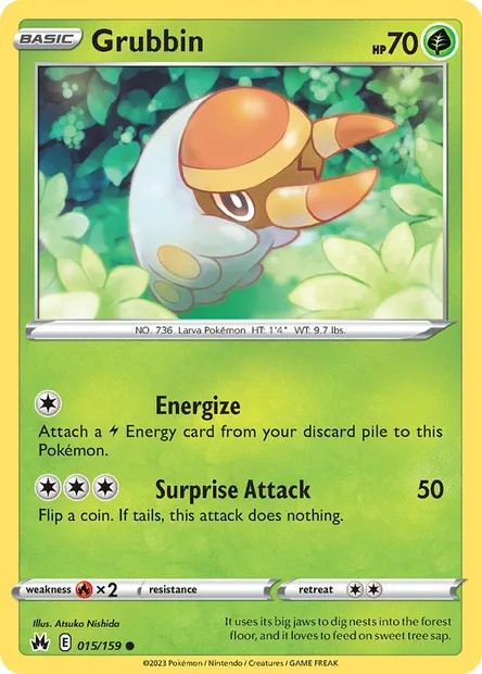 Grubbin, Pokémon card CRZ 015 — Crown Zenith set