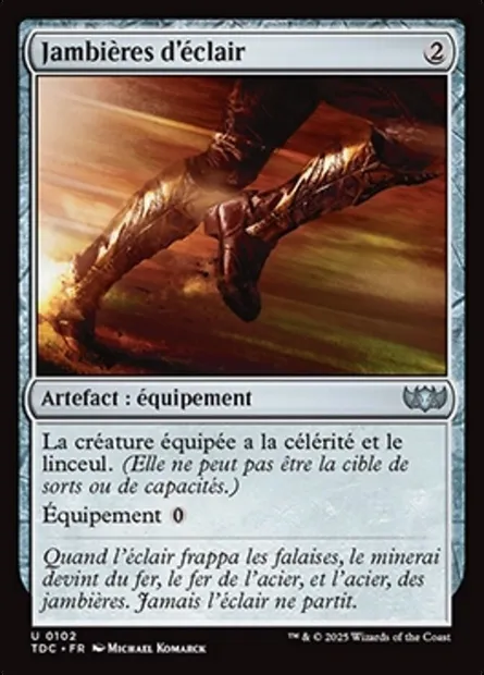Jambières d'éclair, carte Magic TDC 102 — extension Tarkir: Dragonstorm Commander