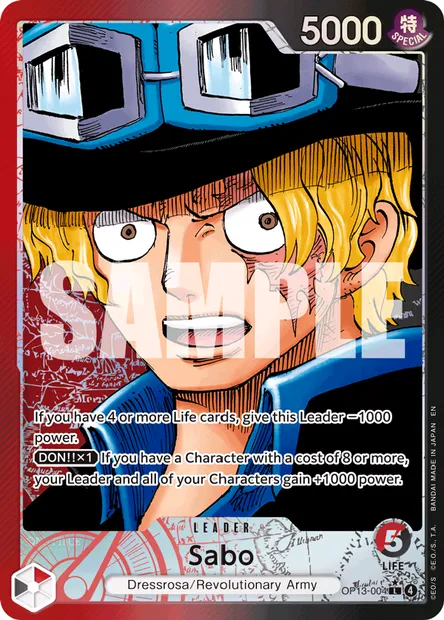 Sabo, One Piece card OP13-004 — CARRYING ON HIS WILL set