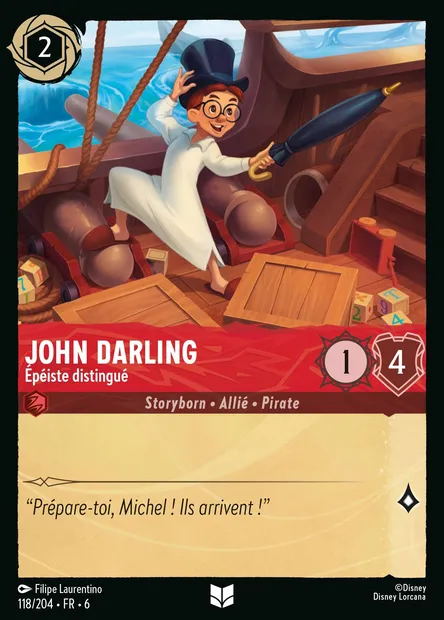 John Darling - Épéiste distingué, carte Disney Lorcana CH6-118 — extension La Mer Azurite