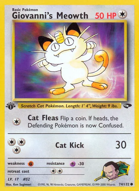 Giovanni's Meowth, carte Pokémon GC 74 — extension Gym Challenge
