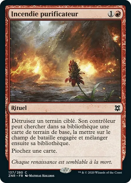Incendie purificateur, carte Magic ZNR 137 — extension Renaissance de Zendikar