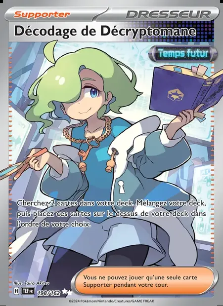 Décodage de Décryptomane, carte Pokémon TEF 198 — extension Forces Temporelles