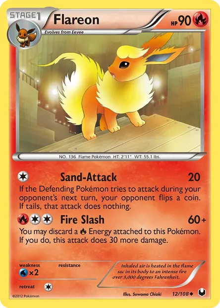 Flareon, Pokémon card DEX 12 — Dark Explorers set