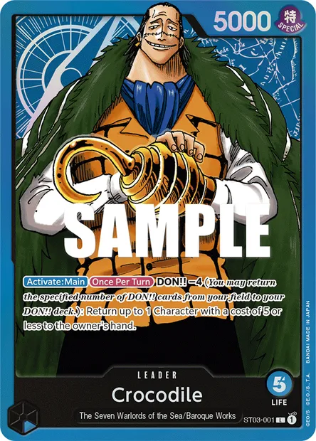 Crocodile, One Piece card ST03-001 — The Seven Warlords of the Sea set