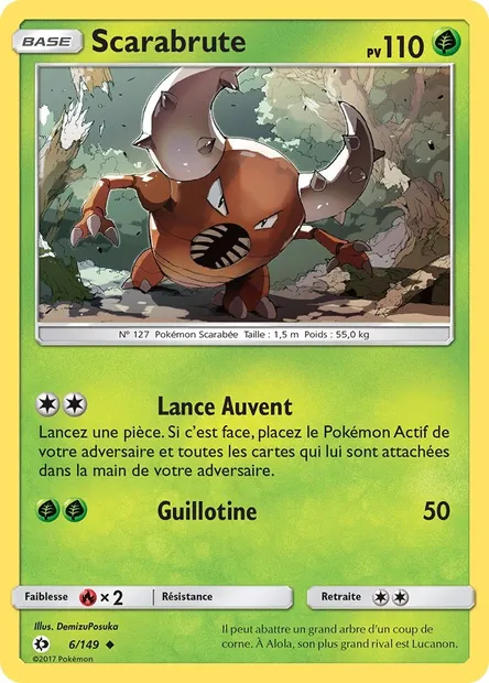 Scarabrute, carte Pokémon SUM 6 — extension Soleil et Lune