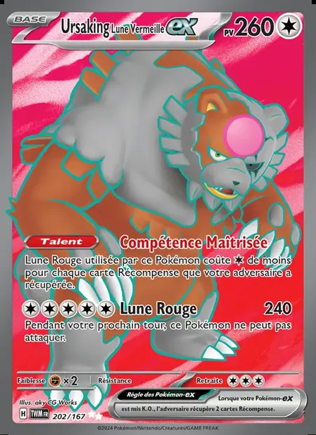 Ursaking Lune Vermeille-ex, carte Pokémon TWM 202 — extension Mascarade Crépusculaire