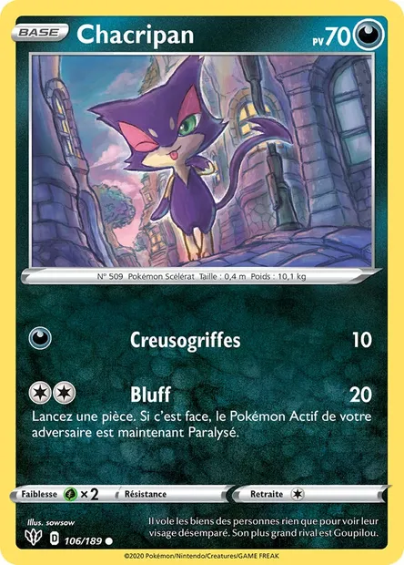 Chacripan, carte Pokémon DAA 106 — extension Ténèbres Embrasées