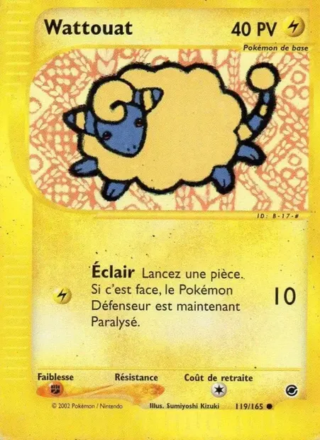 Wattouat, carte Pokémon EX 119 — extension Expedition