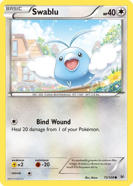 Swablu, Pokémon card ROS 73 — Roaring Skies set