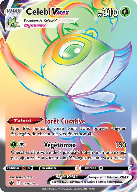 Celebi VMAX, carte Pokémon CRE 199 — extension Règne de Glace